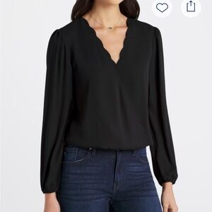 Non Britton Ivana scallop detail wrap blouse